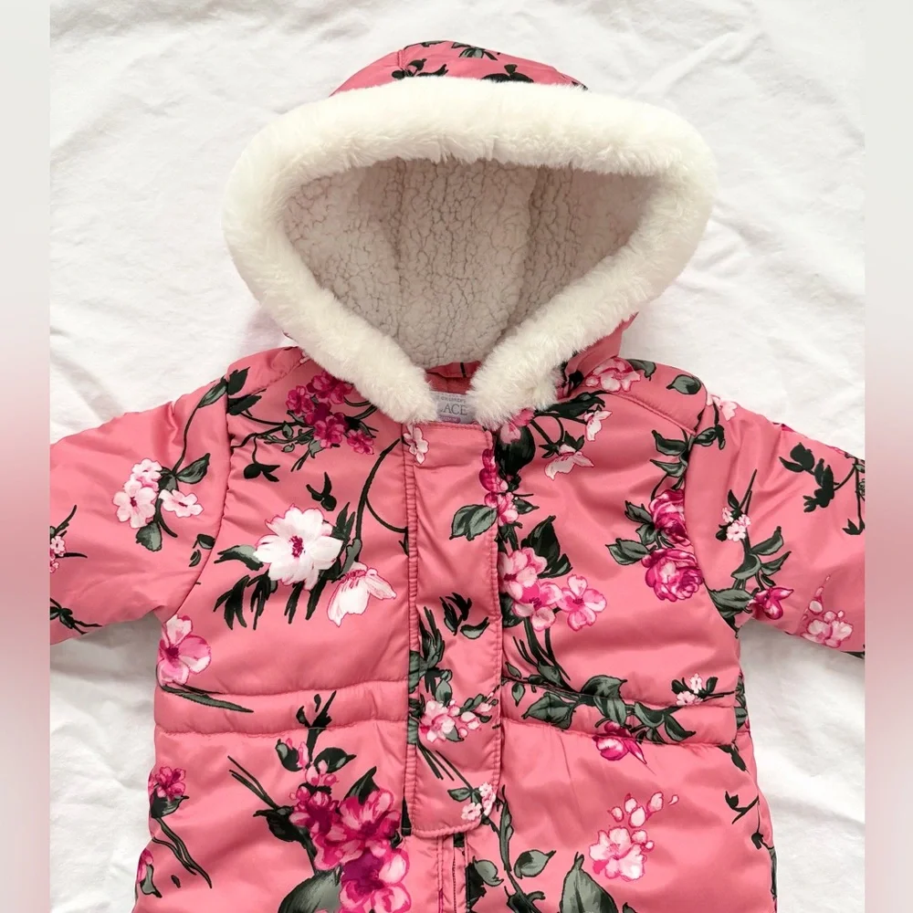 The Children’s Place Pink Floral Baby Bunting Snow Suit | 9-12m | Nearly New